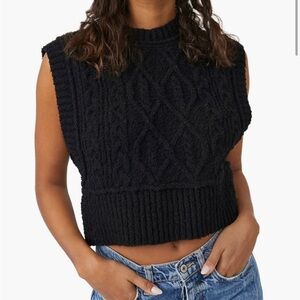 Free People Cable Knit Sleeveless Sweater